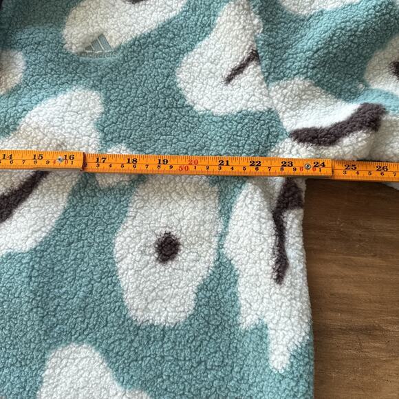 adidas Essentials 3‑Stripes Animal Print High Pile Cropped 1/4 Zip Top L - Picture 5 of 8